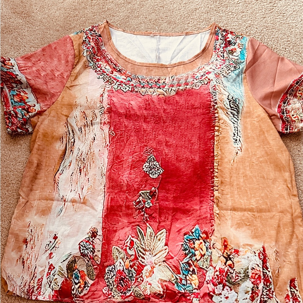 Chic Women's Floral Patchwork Blouse - image 6